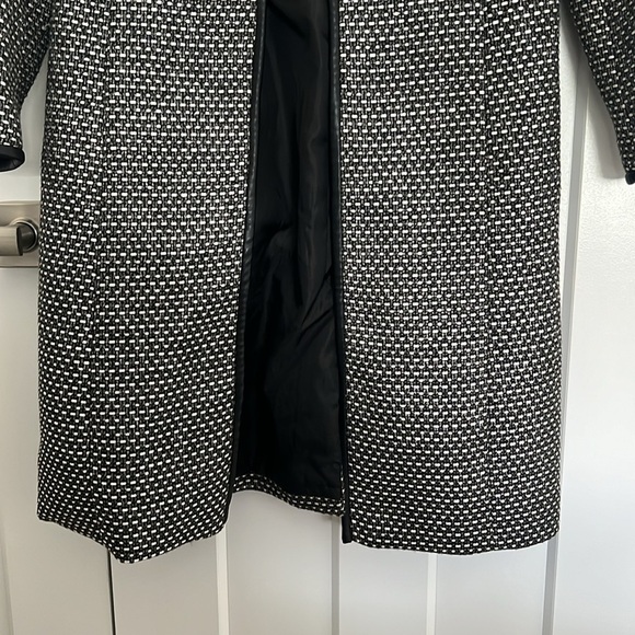 Calvin Klein Long Line Tweed Jacket with faux leather trim - Picture 3 of 8